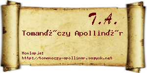 Tomanóczy Apollinár névjegykártya